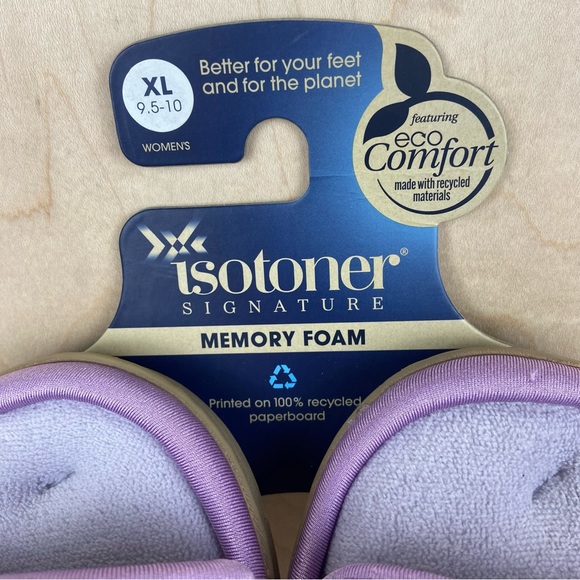 Isotoner Memory Foam Slip On Open Toe Slippers Lavender Women’s Size 9.5-10 NWT - Picture 7 of 10